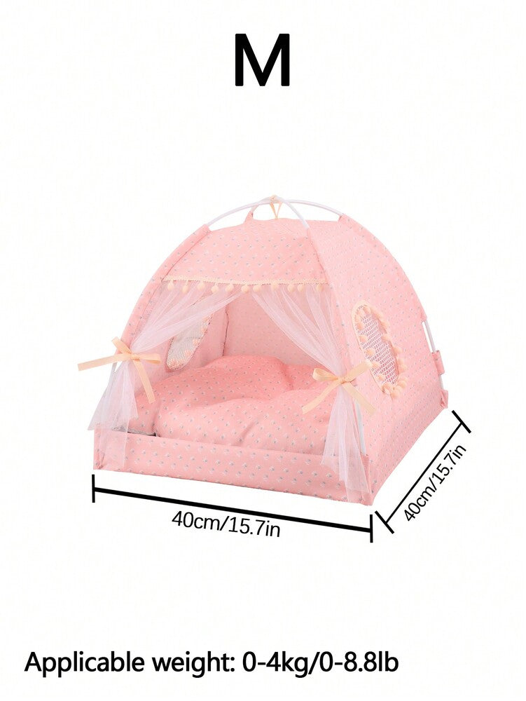 Floral Print Pet Tent For Cats And Dogs Breathable Washable Enclosed Pet House Portable Travel Bed Lightweight Design Suitable All Season