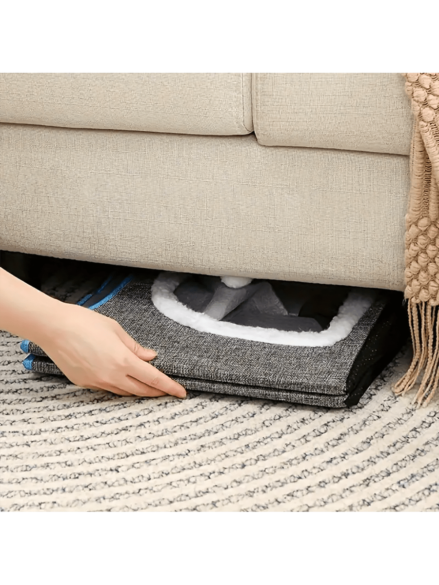 Foldable Cat Bed With Double Roof Design Scratch Pad And Plush Toy Cat House Indoor Outdoor Kitten Nest Puppy Bed Warm Washable Cushion