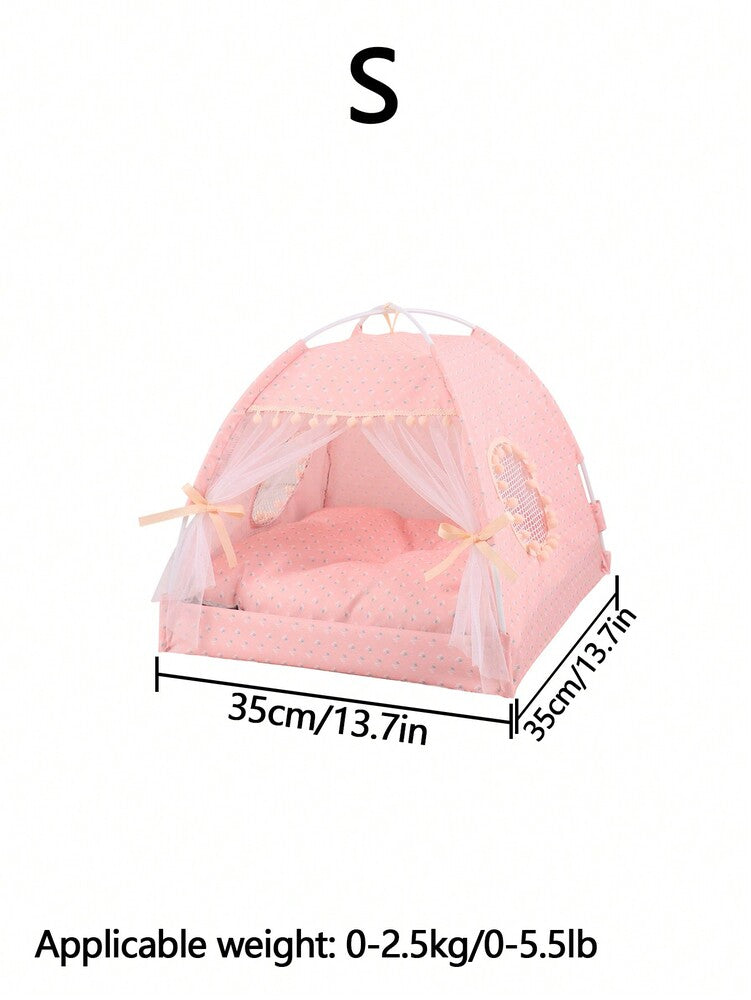Floral Print Pet Tent For Cats And Dogs Breathable Washable Enclosed Pet House Portable Travel Bed Lightweight Design Suitable All Season