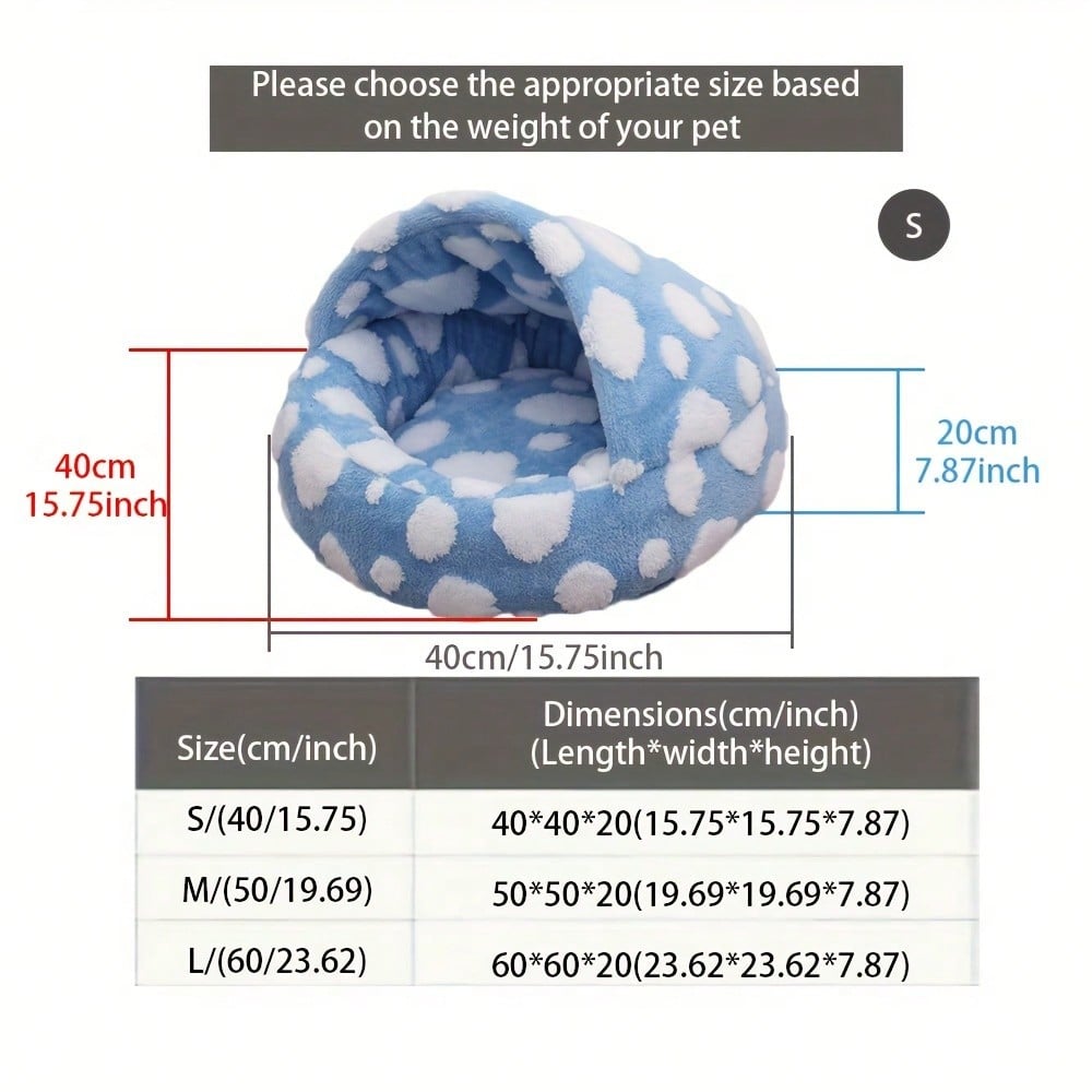 Shell Shaped Semi Enclosed Pet Bed Cozy Plush Cat Cave Nest Anti Anxiety Dog Sofa Cushion Round Bed Warm Comfortable Indoor Pet Sleeping