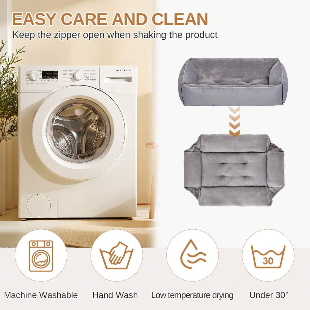 4 In 1 Foldable Dog Sofa Bed Flannel Washable Pet Lounger With Pillow Cushion Non Slip Bottom Comfortable Sleeping Bed For Cats And Dogs