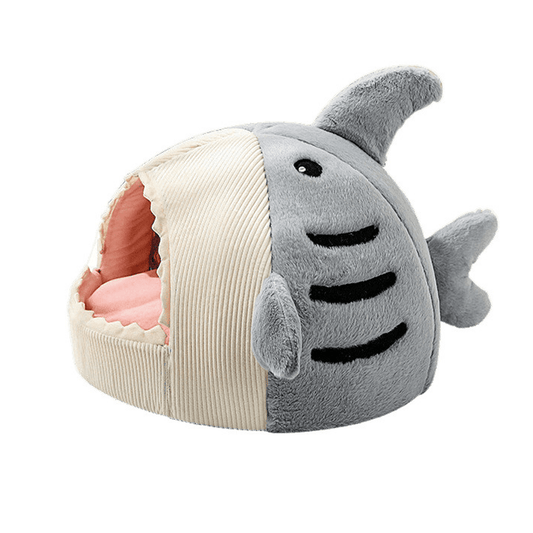 Shark Shaped Pet Bed Soft Warm Enclosed Cave Design For Cats And Dogs Cozy Nest Cushion Bed Provides Security For Indoor Sleeping