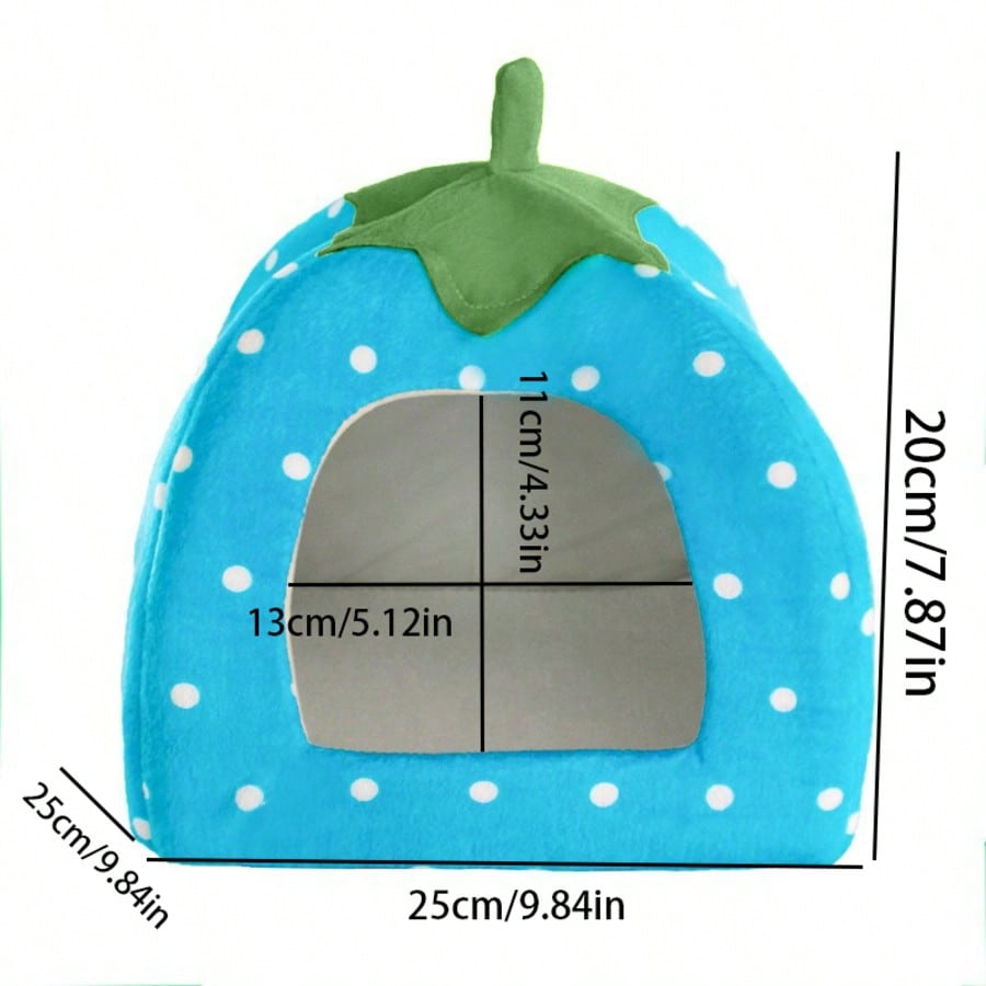 Small Pet Bed Strawberry Style Fully Enclosed Fleece Cuddle Cup Washable Winter Sleeping House For Ferret Chinchilla Hedgehog Rabbit