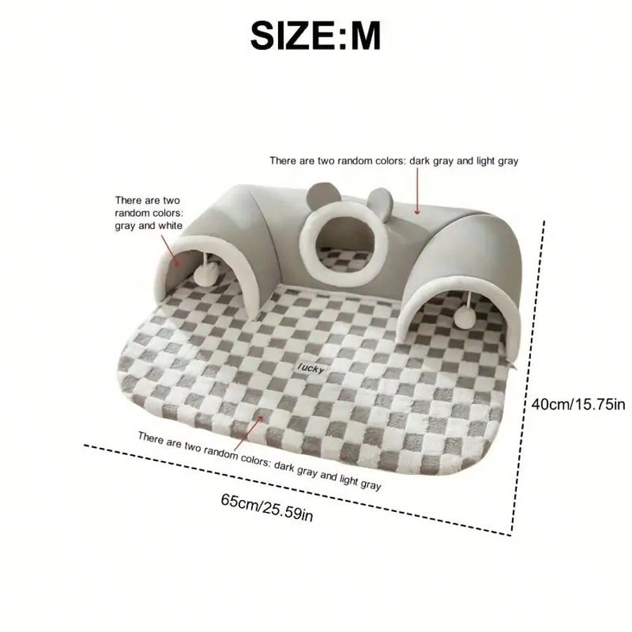 Cat Tunnel Bed For Small Pets All In One Hideout Tunnel With Deer Design Play And Sleep Cave Bed Warm Cushion For Cats Rabbits Hamsters