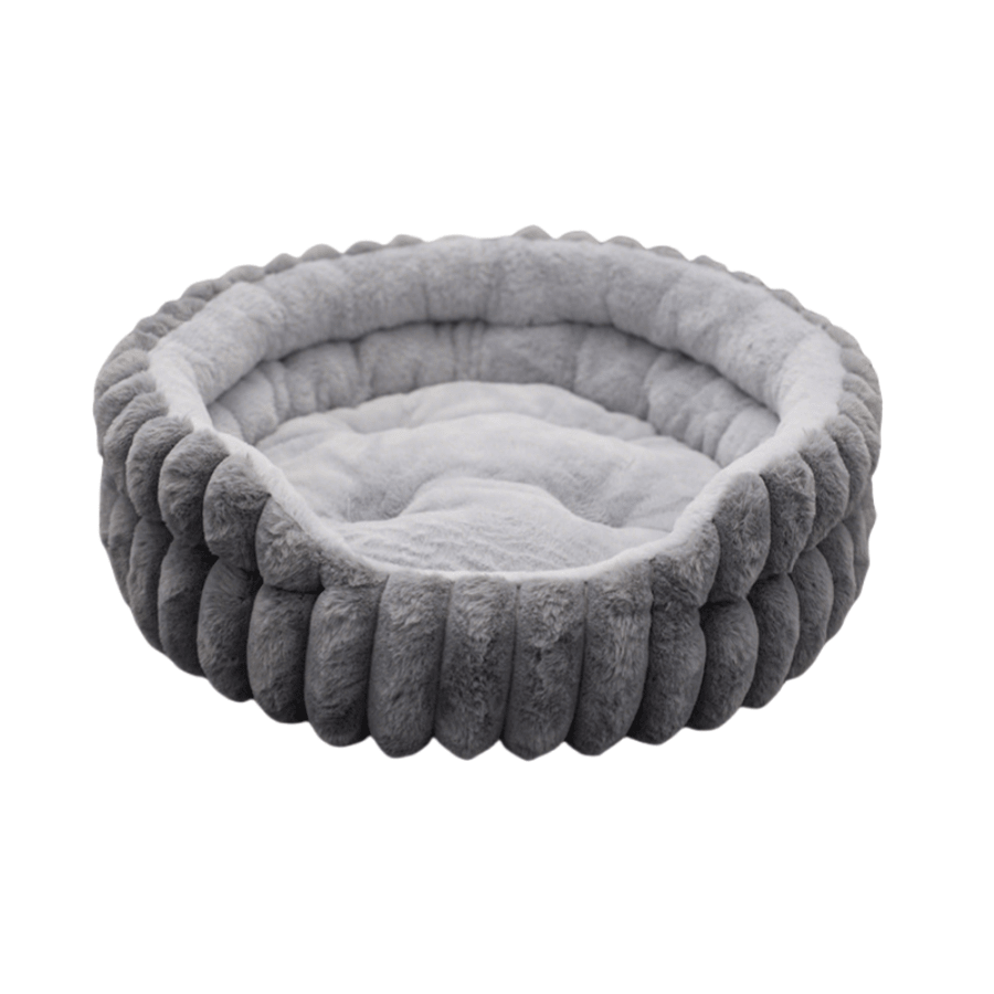 Beige Round Cat Bed For Indoor Use Soft Plush Small Dog Bed With Removable Washable Cushion Cozy Puppy Kitten Sleeping Nest Home Bed
