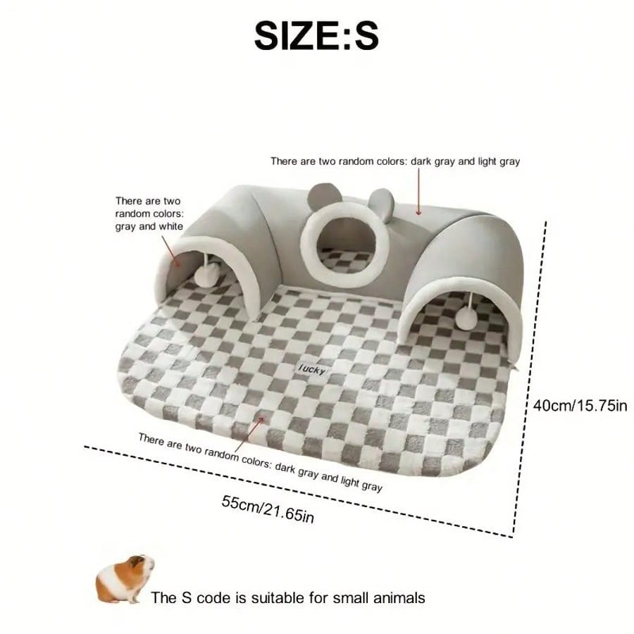 Cat Tunnel Bed For Small Pets All In One Hideout Tunnel With Deer Design Play And Sleep Cave Bed Warm Cushion For Cats Rabbits Hamsters