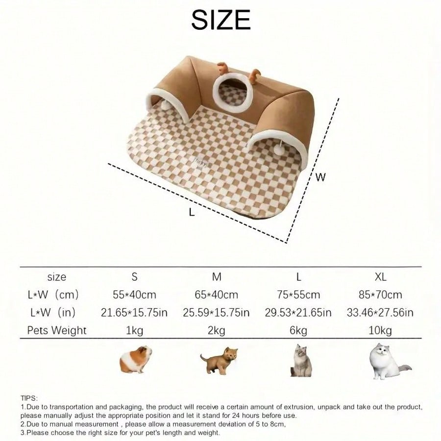Cat Tunnel Bed For Small Pets All In One Hideout Tunnel With Deer Design Play And Sleep Cave Bed Warm Cushion For Cats Rabbits Hamsters