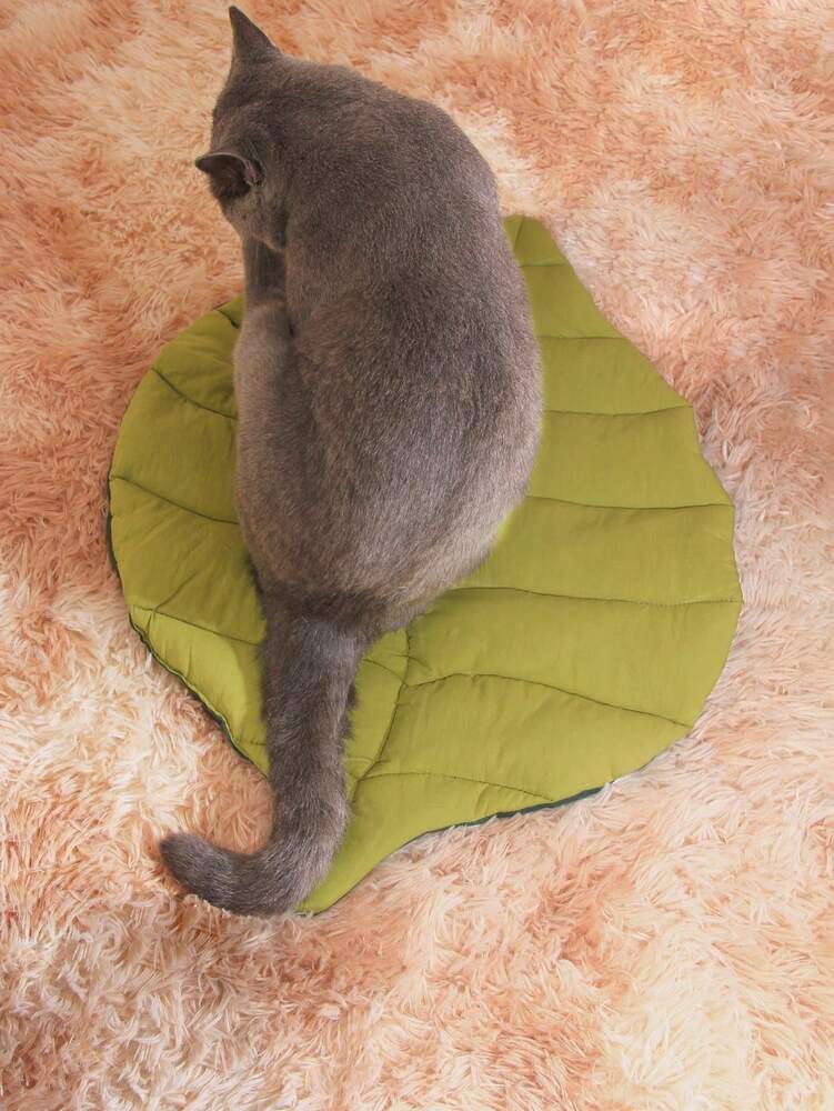 Women's Dual Color Leaf Shaped Washable Pet Bed Soft Thin Cushion For Small Medium Cats Dogs All Season Comfortable Cozy Sleeping Mat