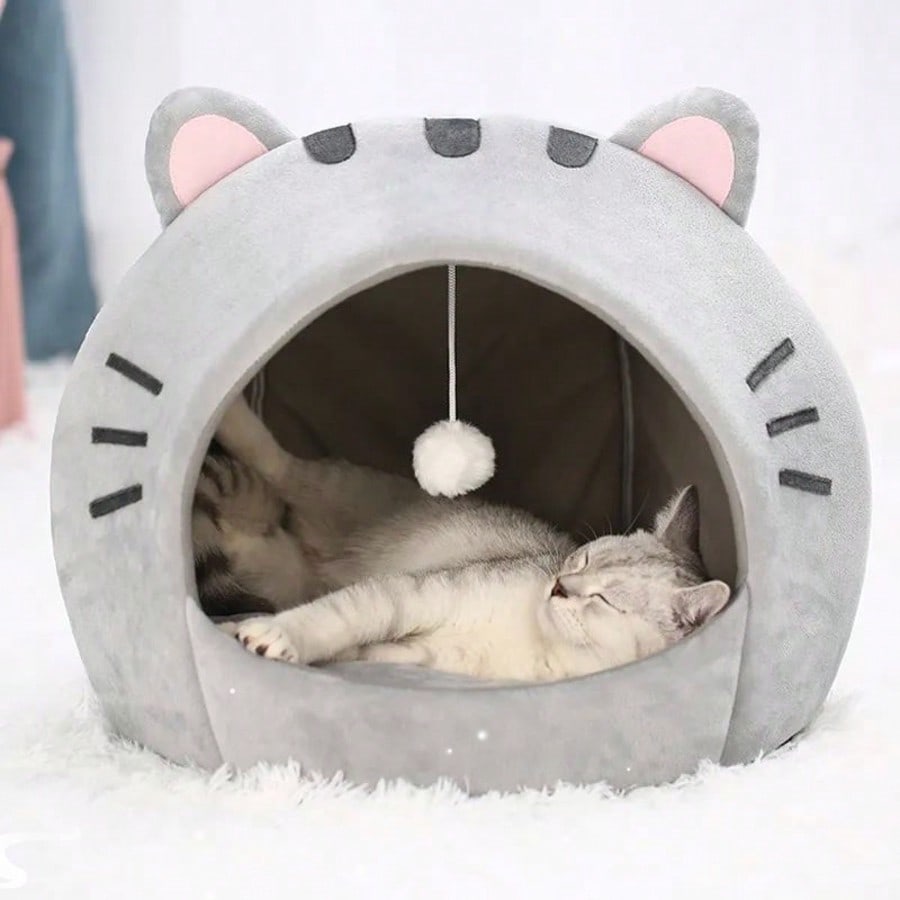 Soft Cat Bed With Removable Cushion Cozy Cat House Comfortable Sleeping Basket For Small Medium Large Cats Puppy Indoor All Season Bed