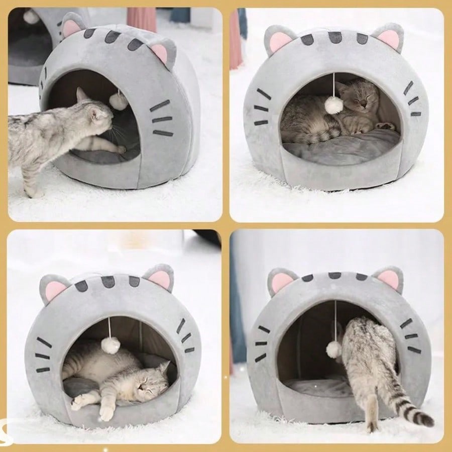 Soft Cat Bed With Removable Cushion Cozy Cat House Comfortable Sleeping Basket For Small Medium Large Cats Puppy Indoor All Season Bed