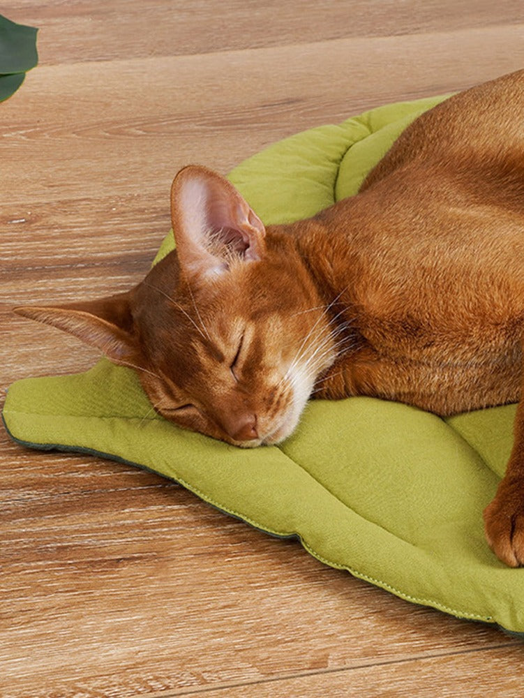 Women's Dual Color Leaf Shaped Washable Pet Bed Soft Thin Cushion For Small Medium Cats Dogs All Season Comfortable Cozy Sleeping Mat