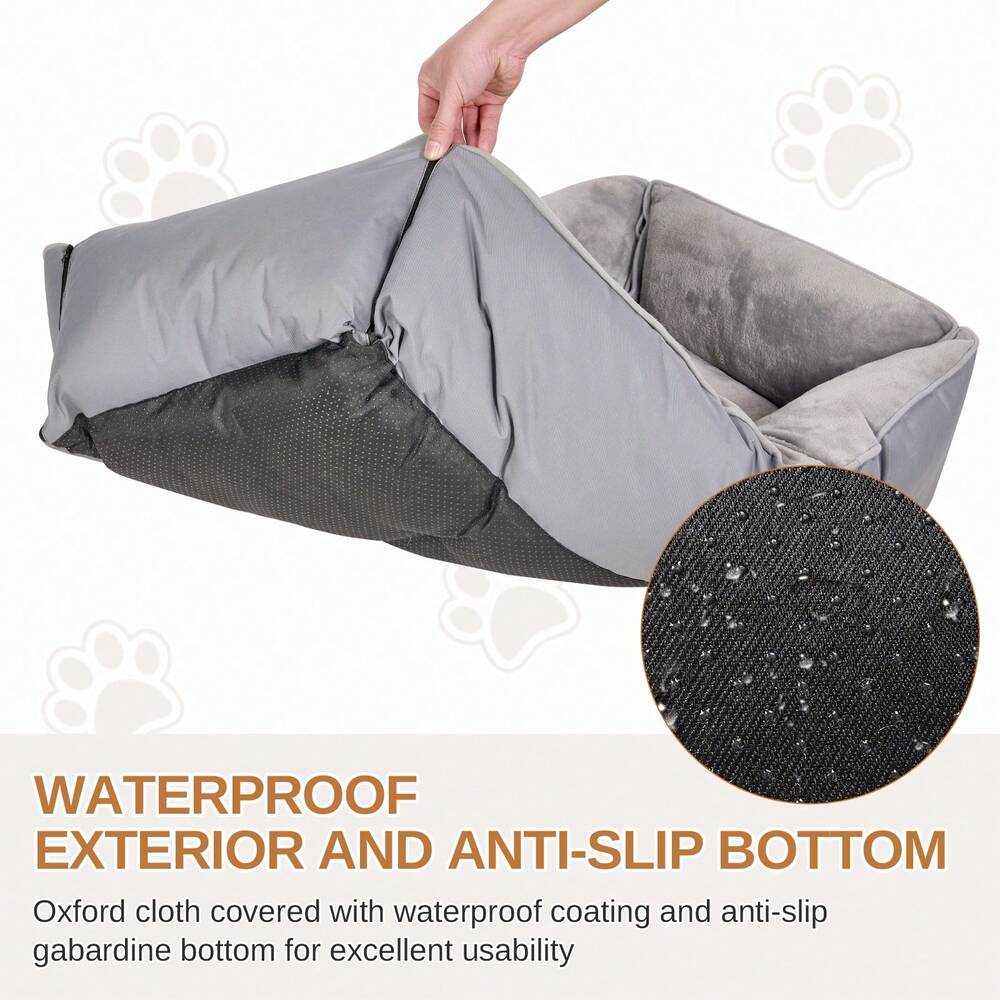 4 In 1 Foldable Dog Sofa Bed Flannel Washable Pet Lounger With Pillow Cushion Non Slip Bottom Comfortable Sleeping Bed For Cats And Dogs
