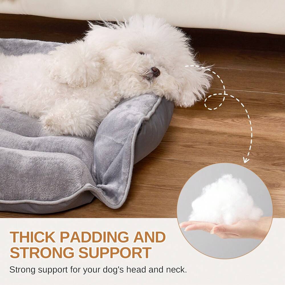 4 In 1 Foldable Dog Sofa Bed Flannel Washable Pet Lounger With Pillow Cushion Non Slip Bottom Comfortable Sleeping Bed For Cats And Dogs