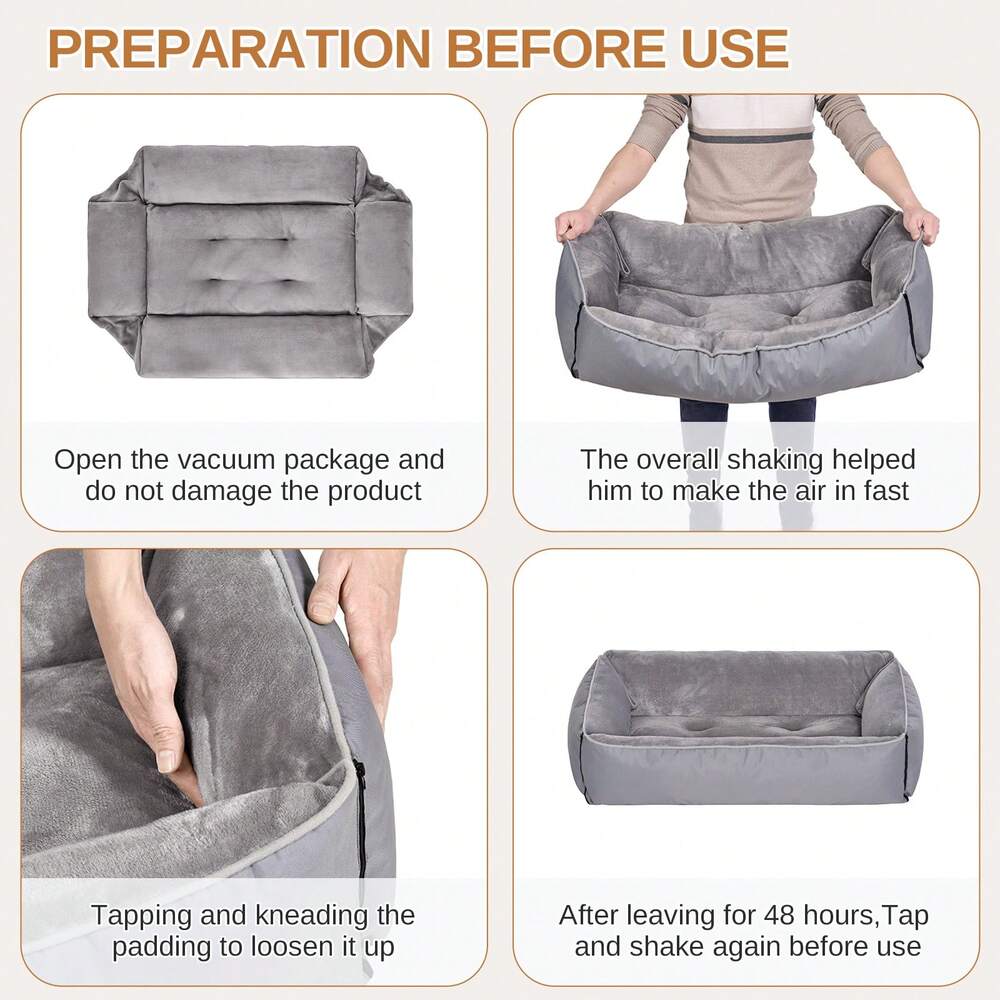 4 In 1 Foldable Dog Sofa Bed Flannel Washable Pet Lounger With Pillow Cushion Non Slip Bottom Comfortable Sleeping Bed For Cats And Dogs