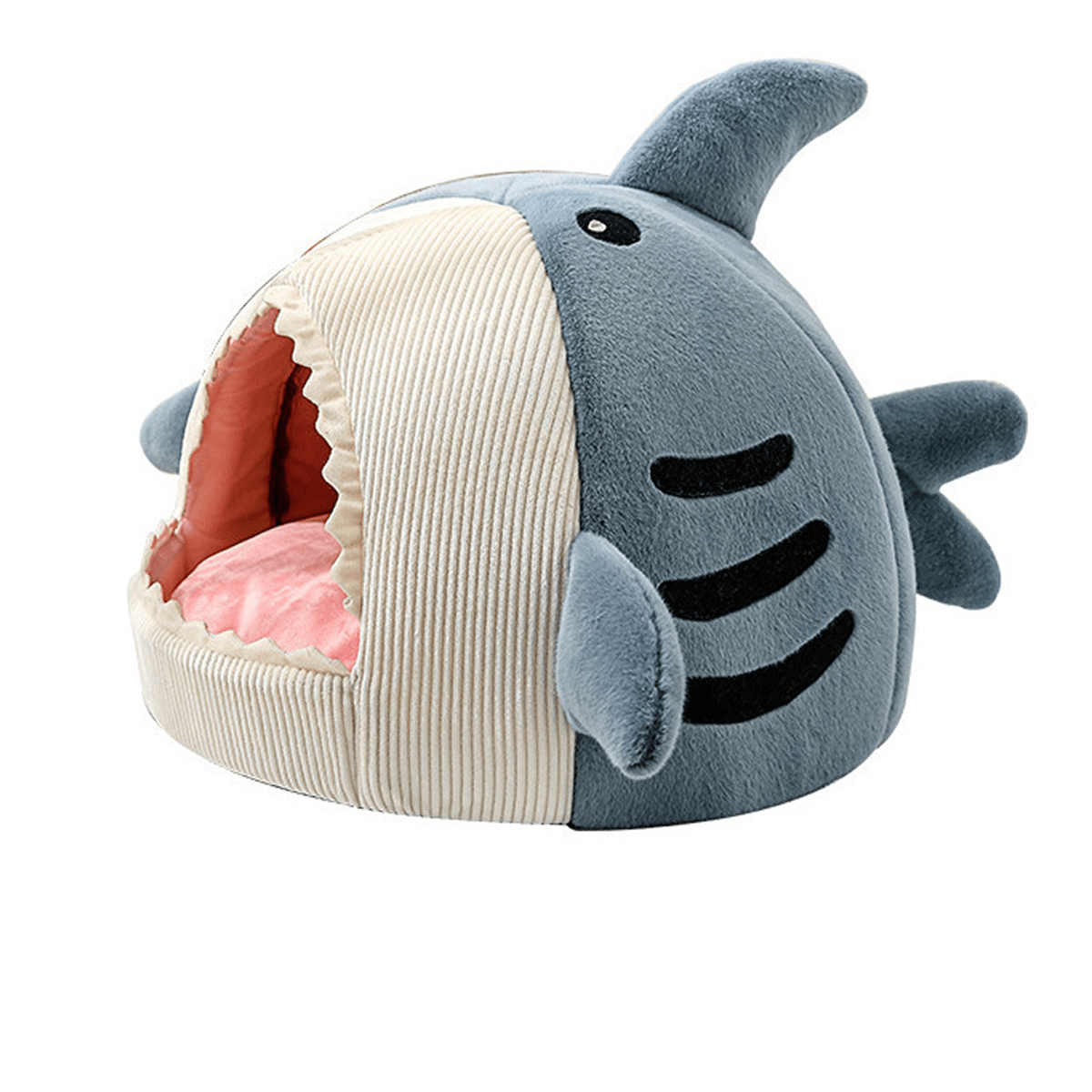 Shark Shaped Pet Bed Soft Warm Enclosed Cave Design For Cats And Dogs Cozy Nest Cushion Bed Provides Security For Indoor Sleeping