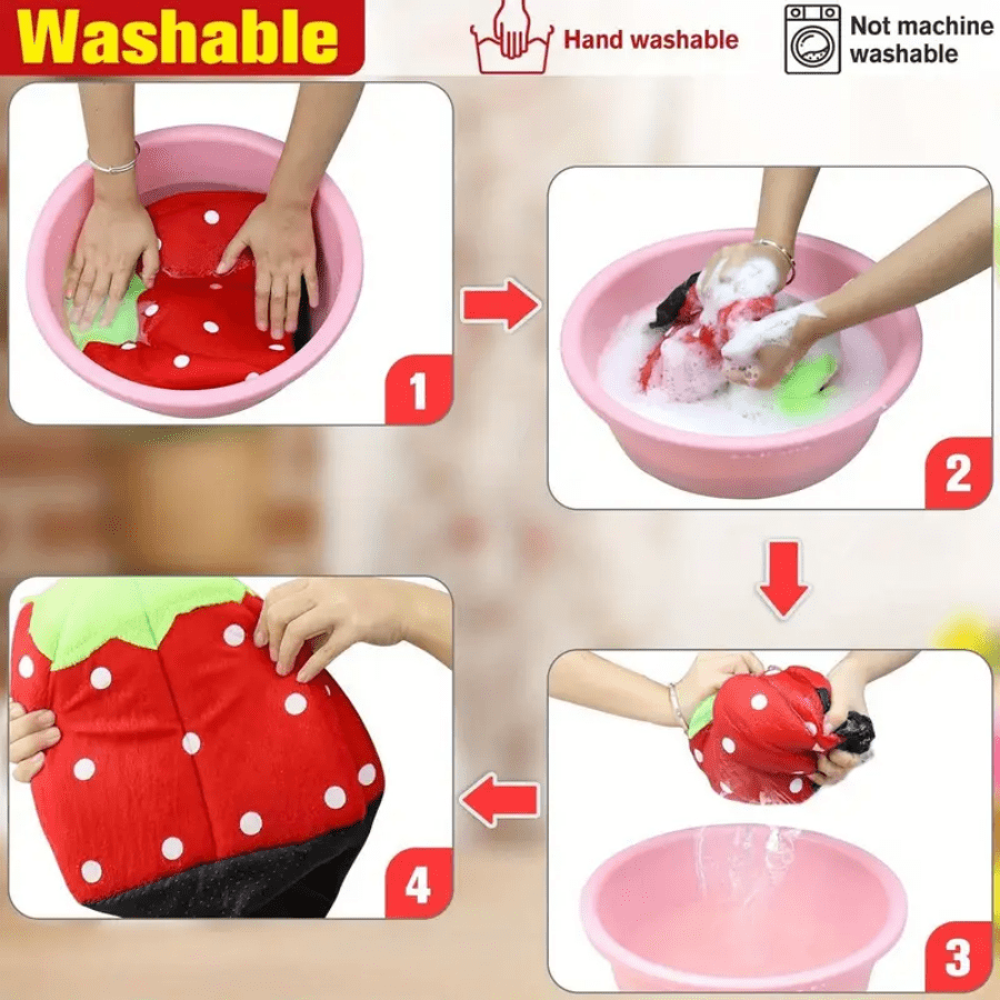 Small Pet Bed Strawberry Style Fully Enclosed Fleece Cuddle Cup Washable Winter Sleeping House For Ferret Chinchilla Hedgehog Rabbit